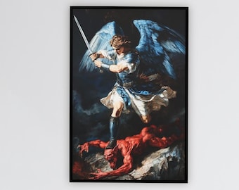 St Michael the Archangel poster / Christian warrior art / Angel wall art