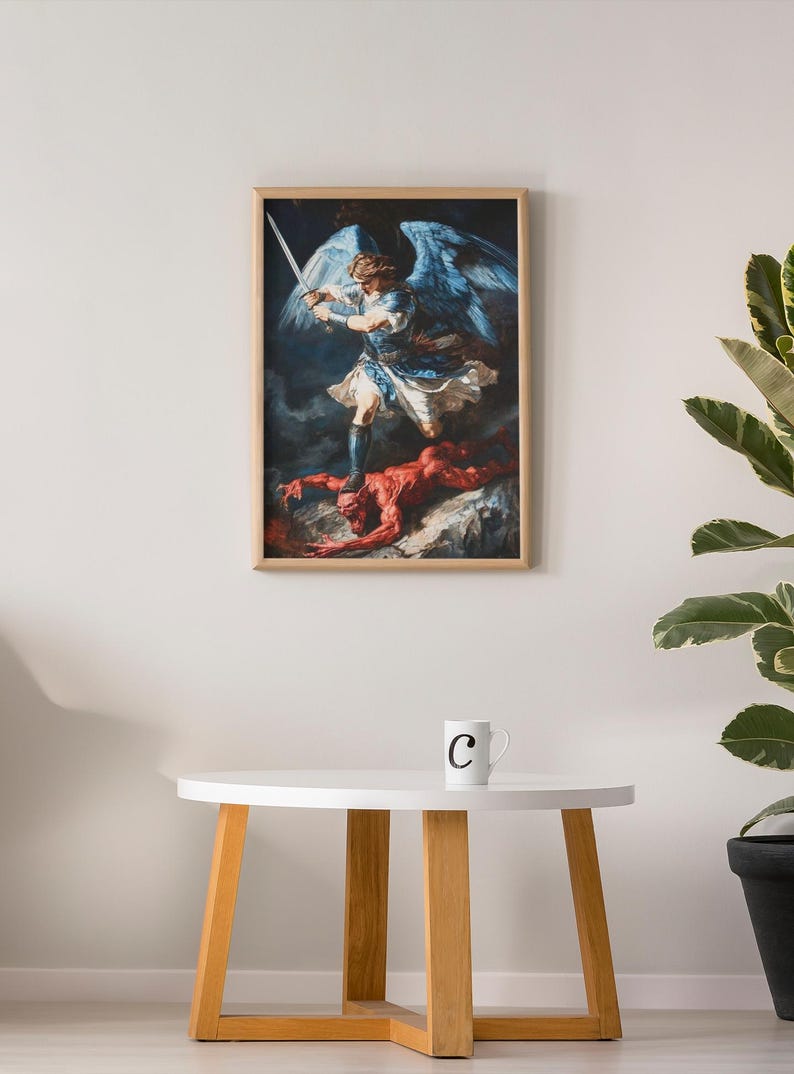 St Michael the Archangel Poster / Christian Warrior Art / Angel Wall ...