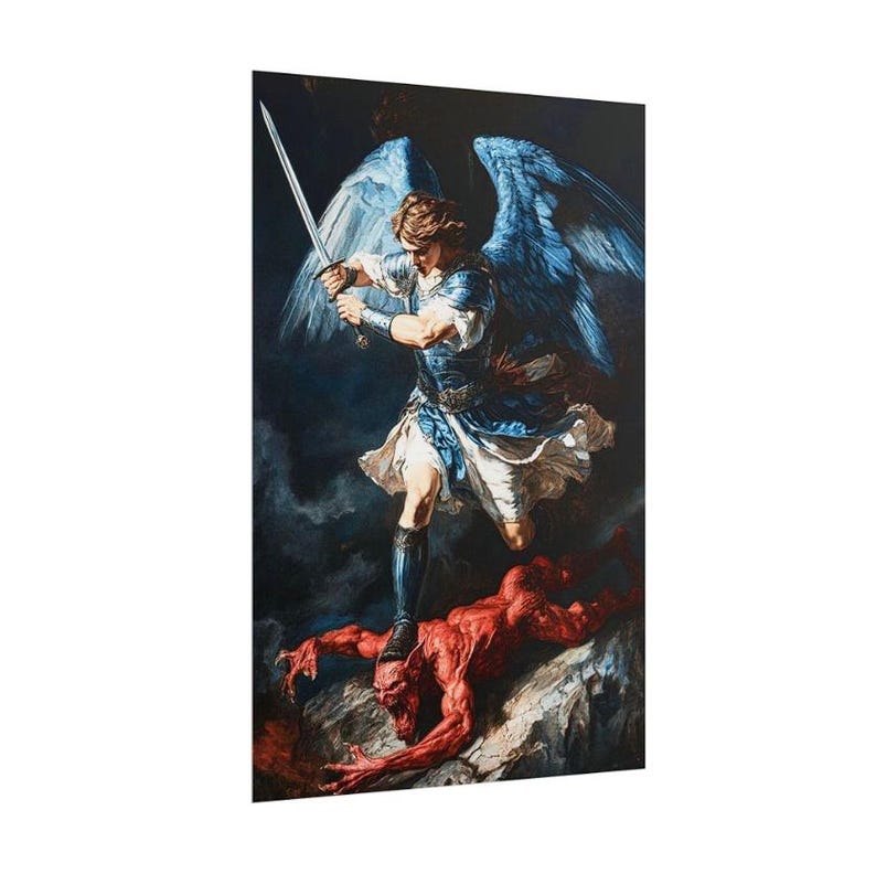 St Michael the Archangel Poster / Christian Warrior Art / Angel Wall ...