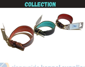Leather Dog Collar & lead for Whippets and Small Hounds, Luxury Leather Dog Leash and Comfortable Wide Collar, Cool Handmade Padded Collar