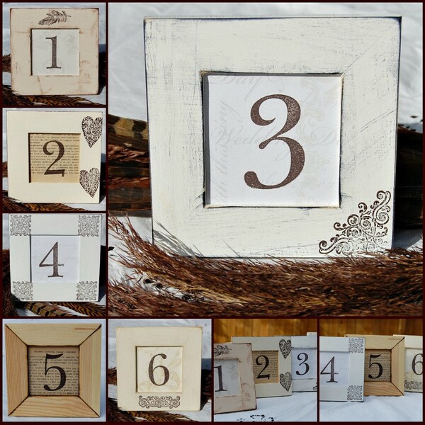 10  TABLE NUMBER Frames Rustic, Vintage, Corner scroll, Bright White, Bridal Shower, Distressed, Shabby Chic