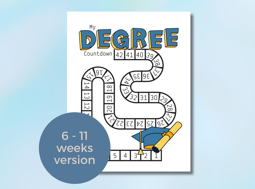 Graduation Countdown for Students Printable Degree Tracker for Kids End ...