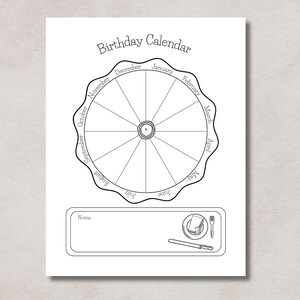 Calendario de cumpleaños imprimible Aniversario familiar Resumen anual Diseño de torta Planificador de fiestas Plantilla PDF Notion Seguimiento de cumpleaños de amigos Digital