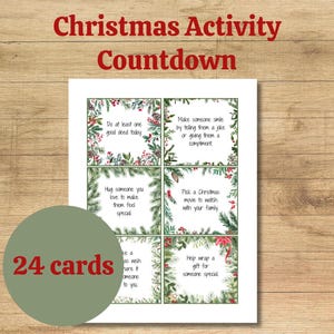 Calendario de Adviento imprimible para niños con cuenta regresiva de actividades navideñas en formato PDF Plantilla de una tarea por día para las fiestas Idea divertida para colorear en interiores Regalo familiar