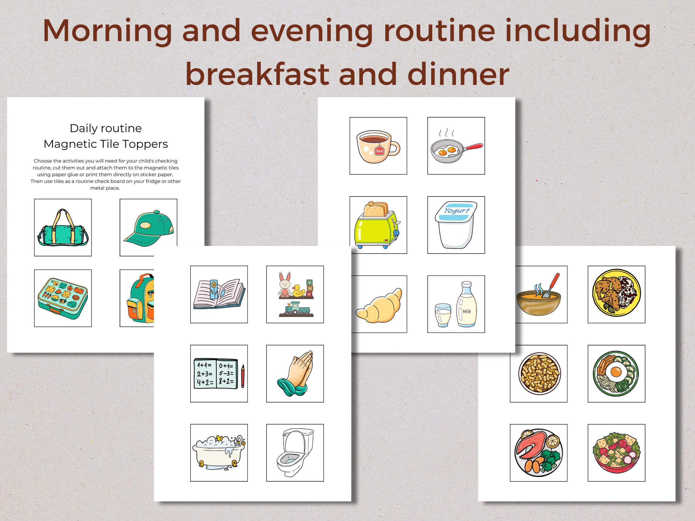 Daily Routine Dashboard Printable Magnetic Tile Topper Morning Task to ...