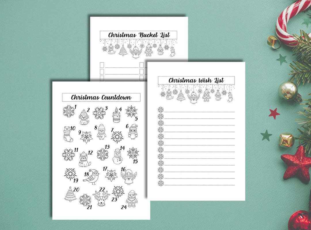 Christmas Countdown for Kids Printable Advent PDF Template Indoor