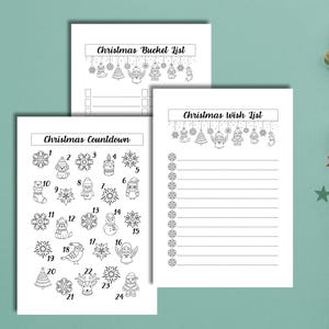 Weihnachts-Countdown für Kinder Advent PDF Vorlage Indoor-Aktivität für Kinder Winter Bucket List Vorabend Wunschliste Geschenkidee Urlaub