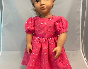 Pink Eyelet Dress for 18 inch Doll