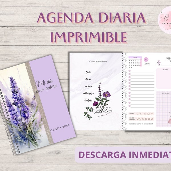 Agenda Diaria Imprimible 2024 / Un día por página / Agenda en español / Agenda diaria / Agenda para imprimir