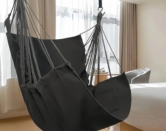 Casual Fabric Hanging Hammock Chair | Hammock Swing Rocking Chair | Hanging Chair With Two Tie Rope And Storage Bag