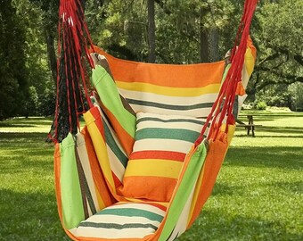 Comfortable Outdoor Hammock Chair with Canvas Fabric | Portable Canvas Swing Chair for Outdoor Garden, Porch, Beach, Camping, and Travel