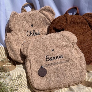 Sac nounours personnalisé pour la rentrée scolaire, petite section à grande section de maternelle, sac de crèche ou sac pour la nounou.