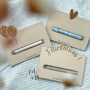 Carte billets 2 en 1, pour naissance, mariage, anniversaire et autres occasions. Carte de voeux à personnaliser