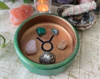 Zodiac Sign Altar Decor TAURUS | Astro Glyph Offering Bowl | Astrological Magic Tool | Moon Chart Ruler Ritual