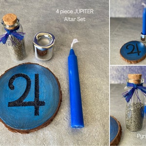JUPITER Planetary Glyph Altar Set Talisman & Apothecary Bottle with Pyrite Sand Astrological Ritual Magic Decor image 6