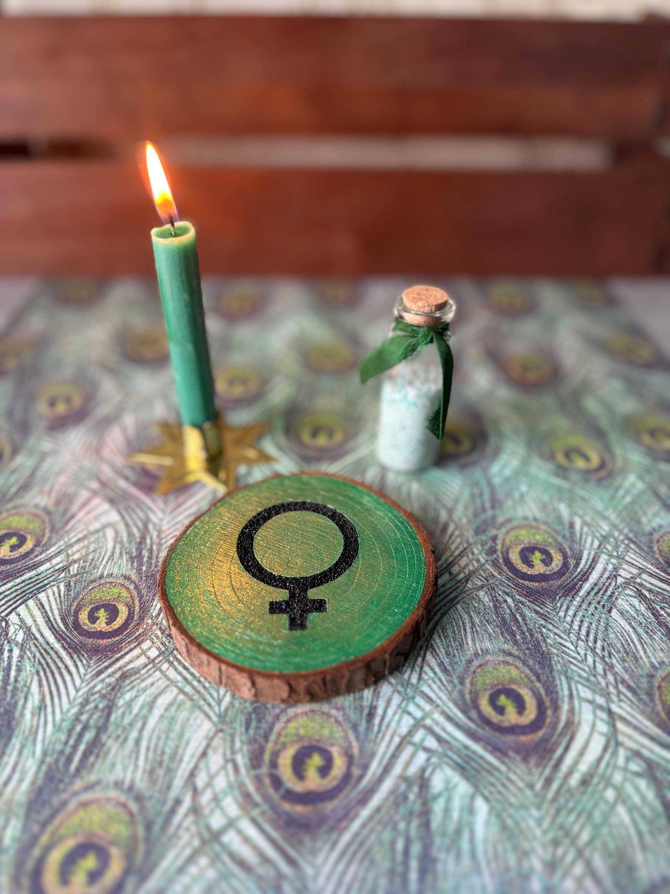 Venus Altar Set: Handmade Astrological Decor With Turquoise Sand