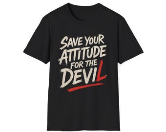 Koszulka z grafiką „Devil Attitude”, zabawna koszulka Rebel
