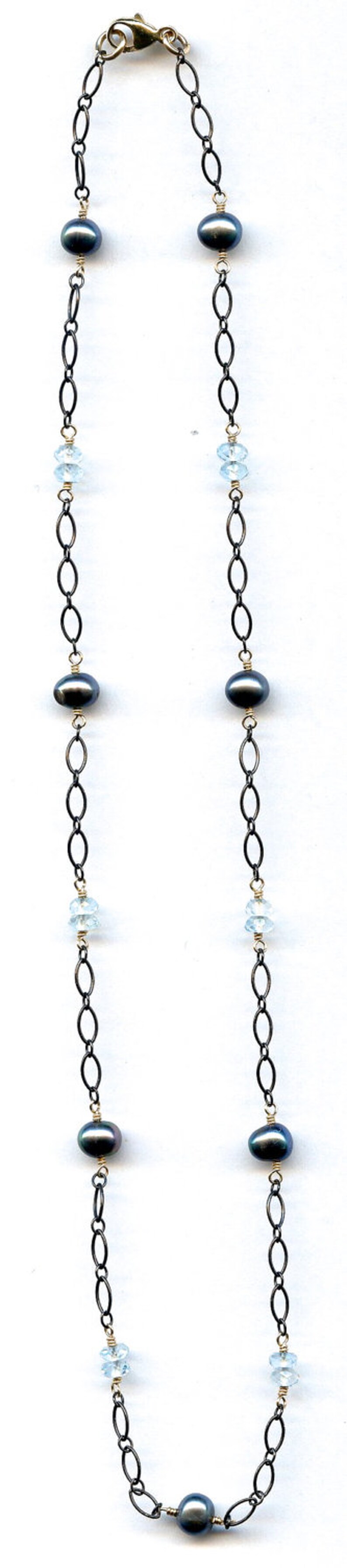 Blue Topaz And Pearl Necklace FD706 | Etsy