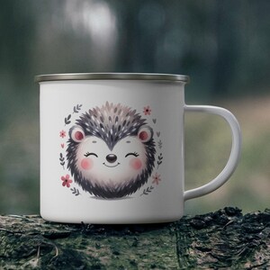 Children&#39;s Enamel Hedgehog Camping Mug