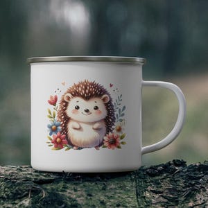 Children&#39;s Enamel Hedgehog Camping Mug