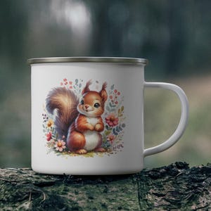 Kinder Emaille Eichhörnchen Camping Becher