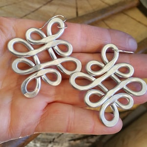 Big Celtic Knot Earrings, Aluminum Looping Crossed Knots, Large Unique Big Earrings, Celtic Jewelry, Dangle, Women, Boho, Statement Jewelry image 1