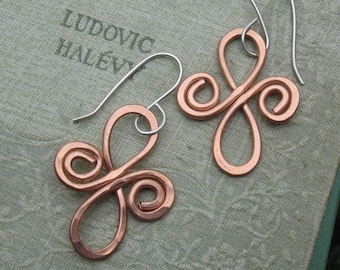 Celtic Infinity Spirals Copper Earrings, Celtic Jewelry, Copper Jewelry Christmas Gift