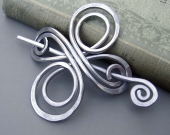 Celtic Shawl Pin, Celtic Knot Cross Infinite Swirl Aluminum, Scarf Pin, Sweater Brooch, Hair Pin - Light Weight, Knitting, Hair Accessories