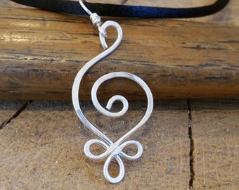 Budding Spiral Necklace, Celtic Sterling Silver Pendant, Celtic Jewelry, Celtic Necklace, Hammered Silver Wire Jewelry, Gift for Women