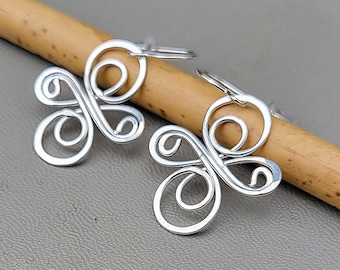 Boucles d'oreilles en argent sterling avec noeud celtique, tourbillon infini