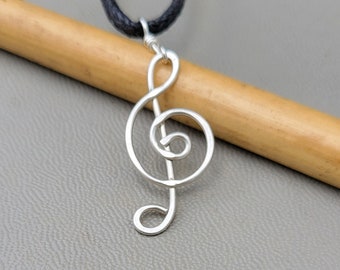 Treble Clef Necklace Pendant, Music Gift G Clef Musician Gift, Music Jewelry, Music Note Necklace, Singer Gift, Music Teacher Gift