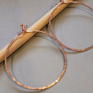 Very Big Hammered Copper Hoop Earrings