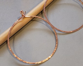 Very Big Hammered Copper Hoop Earrings