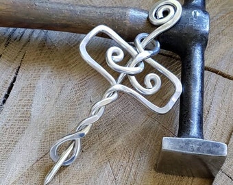 Norse Thor's Hammer Mjolnir Shawl Pin, Scarf Pin, Cardigan Closure Sweater Brooch Aluminum Celtic Jewelry, Celtic Accessories Women, Knitter