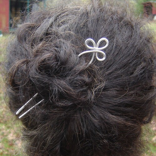 Trinity Loop Sterling Silver Hair Fork Hair Picks Shawl Pin Etsy