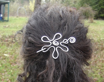 Barrette à fleurs groovy avec bâton, barrette à cheveux, barrette à cheveux, épingle à châle, épingle à cheveux, broche pour pull, cadeau pour elle