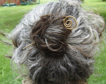 Brass Open Spiral Hair Stick, Metal Shawl Stick, Shawl Pin, Stick Pin, Hair Pin, Bun Holder, Long Hair Pick Beauty Gift, Knitting Women