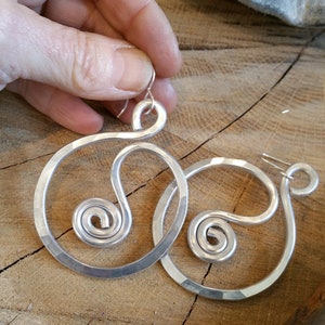 Very Big Spiral in Circle Hoop Earrings Light Weight Aluminum Jewelry, Big Hoops, Large Hoops Gift for Women Big Earrings Statement Earrings