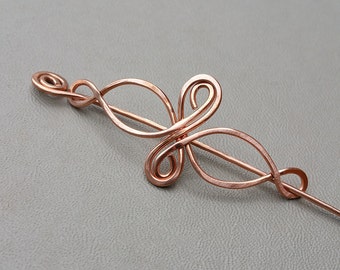 Little Celtic Infinity Loops Copper Shawl Pin, Scarf Pin, Sweater Brooch Closure Celtic Pin Gifts for Knitter, Lace Shawl Pin Accessories