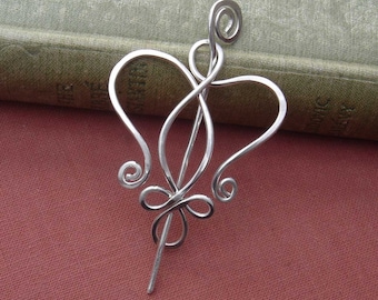 Celtic Angel Heart Little Sterling Silver Shawl Pin, Scarf Pin, Pull Brooch, Knitter Gift pour elle