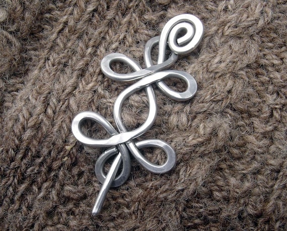 Celtic Shawl Pin Double Crossed Loops Aluminum Hair Pin Sweater Clip Scarf Pin Shrug Closure Fastener Brooch Barrette Knitter Gift Etsy