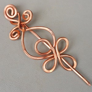 Celtic Loops and Spirals Copper Shawl Pin, Hair Pin, Sweater Clip, Brooch Fastener Closure Celtic Knot Gift for Knitters Jewelry Accessories