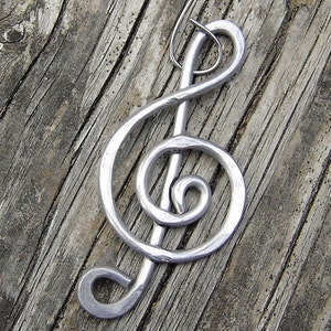 Aluminum Treble Clef Music Ornament, Music Note Gift for Musician, Music Gift, Choir Gift Hanging Decoration Unisex Stocking Stuffer