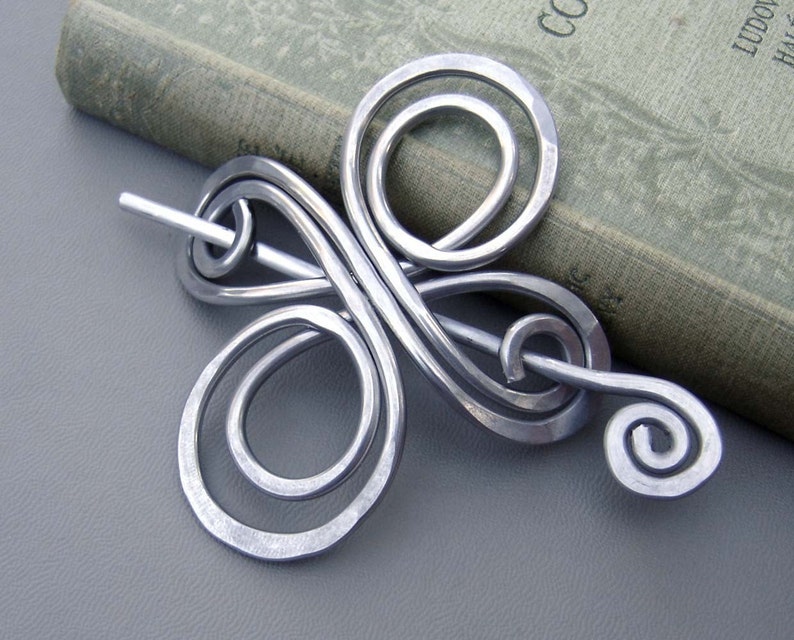 Celtic Shawl Pin, Celtic Knot Cross Infinite Swirl Aluminum, Scarf Pin, Sweater Brooch, Hair Pin Light Weight, Knitting, Hair Accessories image 1