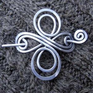 Celtic Shawl Pin, Celtic Knot Cross Infinite Swirl Aluminum, Scarf Pin, Sweater Brooch, Hair Pin Light Weight, Knitting, Hair Accessories image 2