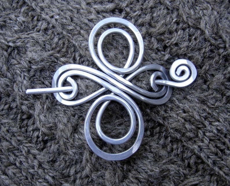 Celtic Shawl Pin, Celtic Knot Cross Infinite Swirl Aluminum, Scarf Pin, Sweater Brooch, Hair Pin Light Weight, Knitting, Hair Accessories image 2