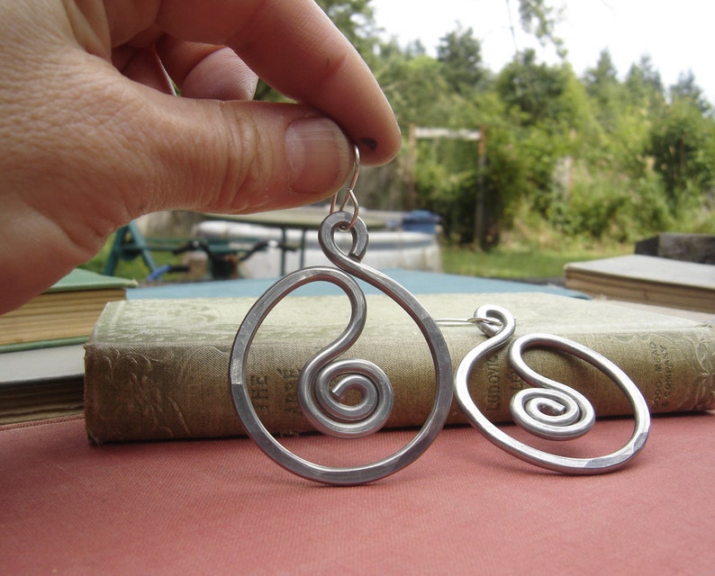 Very Big Spiral in Circle Hoop Earrings Light Weight Aluminum Jewelry, Big Hoops, Large Hoops Gift for Women Big Earrings Statement Earrings image 4