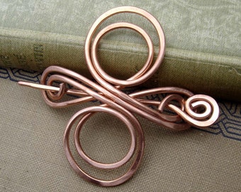 Copper Shawl Pin, Celtic Knot Infinite Swirl Cross , Hair Pin, Scarf Pin, Sweater Brooch, Fastener, Celtic Cross Accessory, Women, Knitting