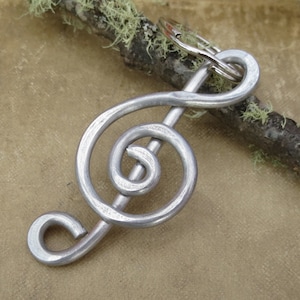 Treble Clef Keychain, Aluminum G Clef Key Chain, Music Teacher Appreciation, Music Gift, Musicians Gift, Men Dad Key Ring Accessories