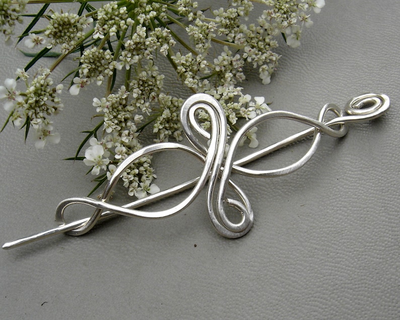 Little Celtic Infinity Loops Sterling Silver Shawl Pin, Scarf Pin, Brooch, Sweater Clip Lace Shawl Pin, Knitting Celtic Jewelry Accessories image 1